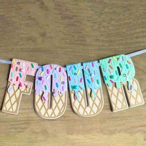 Ice Cream Banner • Custom High Chair Banner • First Birthday Garland • Sweet Party Decorations • Personalized Baby Shower Décor
