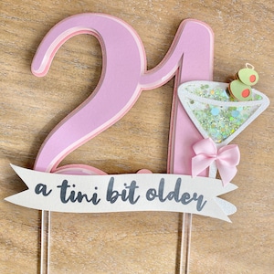 Olive Martini | A Tini Bit Older Theme Cake Topper | Custom Cake Decoration | Personalized Birthday Party | Coquette Bow | 21st 30th