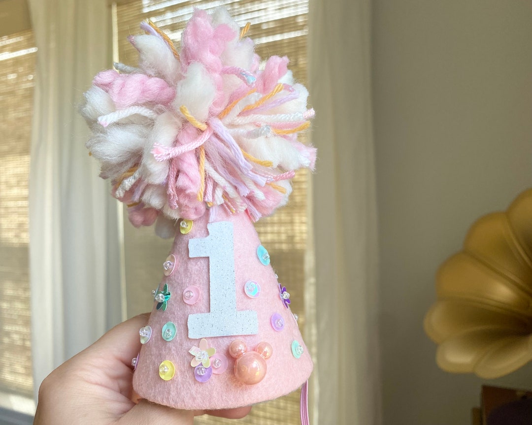 Pastel Confetti Pink Happiest Birthday on Earth Hat Mouse Whimsical ...