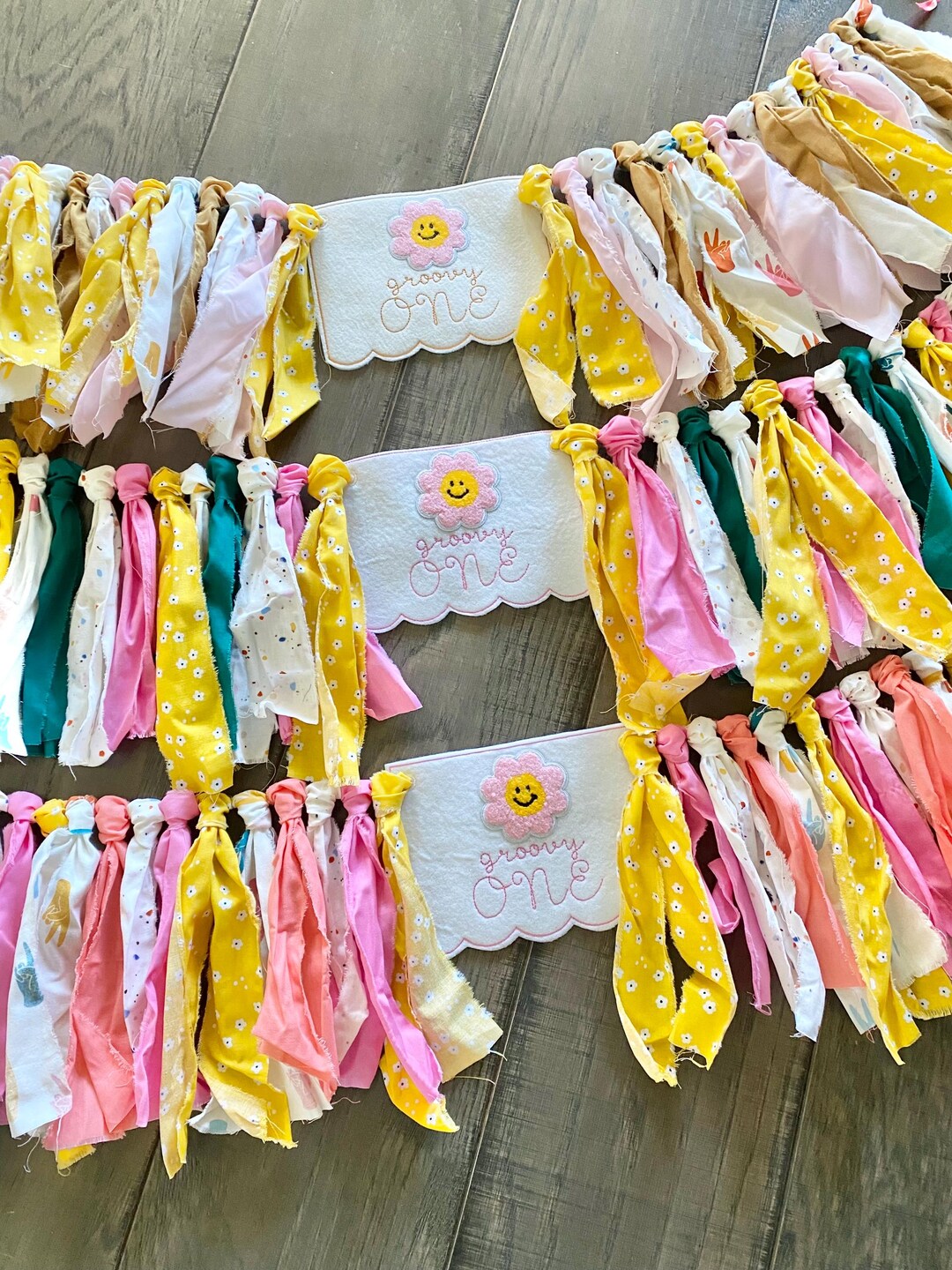 Groovy One Embroidered Fabric High Chair Banner | First Birthday Party ...