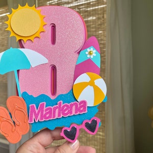 Beach Theme Cake Topper | Custom Number Cake | Personalized Birthday Party | Malibu Cali