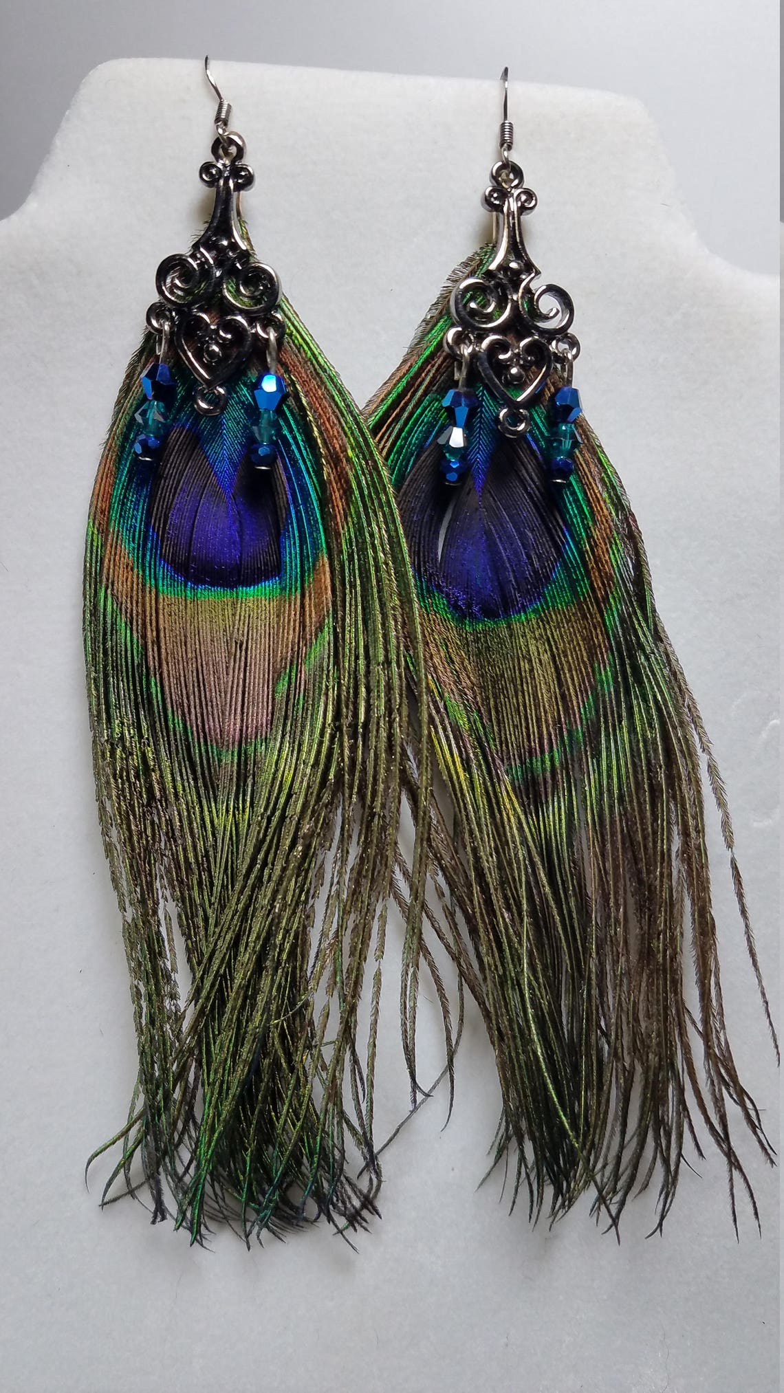 Peacock dangle Earrings | Etsy