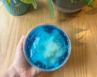 Glacier tide- ocean blue clear slime with white cloud slime centre
