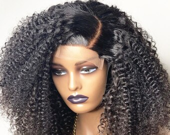 Afro Kinky Curly hair wig frontal lace human hair wig for women baby hair full lace wig glueless 360 lace hair wig bleached knots