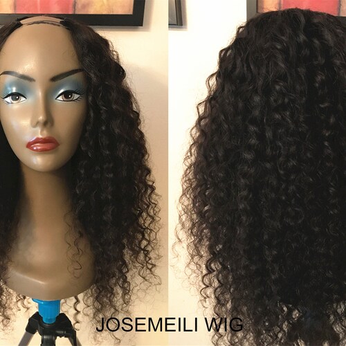 Deep Curly U-part Hair Wigs Peruvian Hair Unprocessed Human - Etsy Deep Curly U-part Hair Wigs Peruvian Hair Unprocessed Human - Etsy