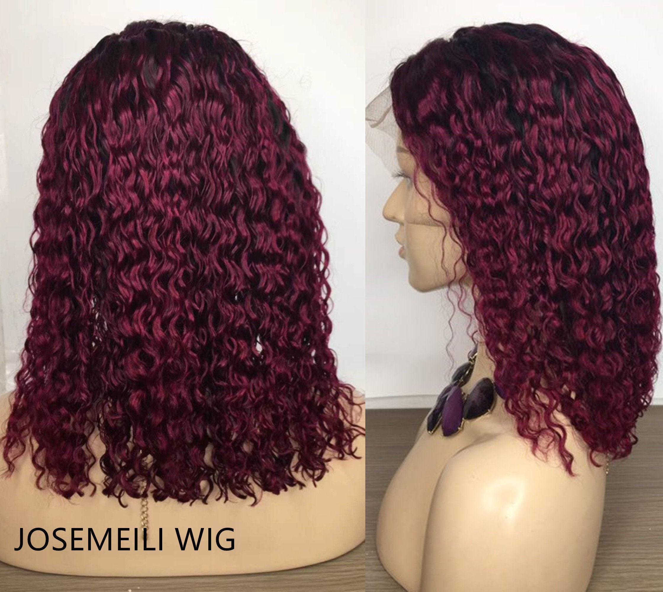 2tone 1b/99j hair wigs deep curly red wine human hair wig Etsy