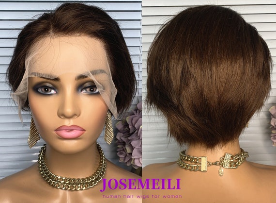Human Hair Short Beauty Wig Amazon.com : YIHANGDA Bob Wig Human Hair Short Lace Front  main image 3
