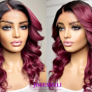 ombre 2tone 1b/purple hair wig remy hair human hair wigs lace frontal wigs front lace wigs glueless with baby hair wigs for women women wigs