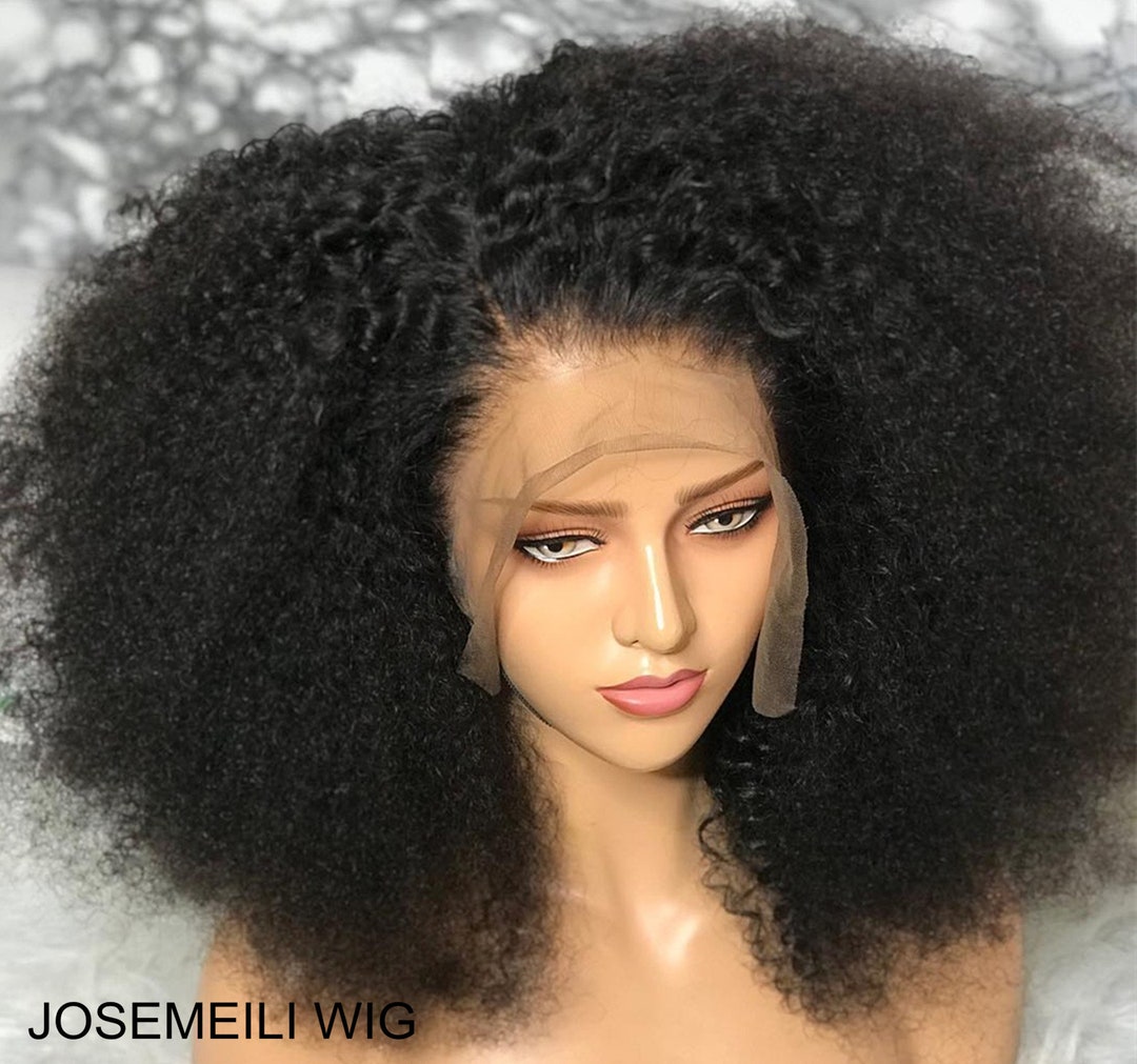 Mongolian Afro Kinky Curly hair wig 360 lace human hair wig Etsy 日本