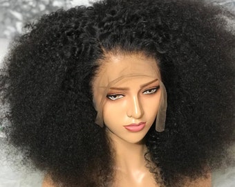 Mongolian Afro Kinky Curly hair wig 360 lace human hair wig for women baby hair full lace wig glueless frontal lace hair wig bleached knots