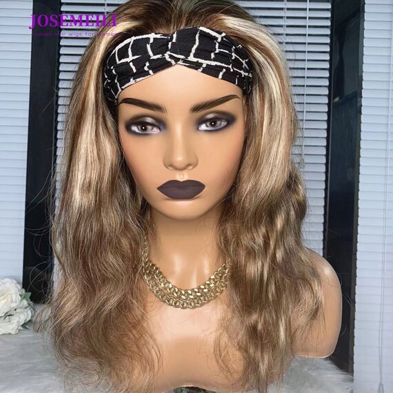 Easy Wear Highlight Colour Headband Wig Band Wig Hair Wigs Human Hair Wigs  Cheap Head Band Wig for Black Women Women Wigs for Women 