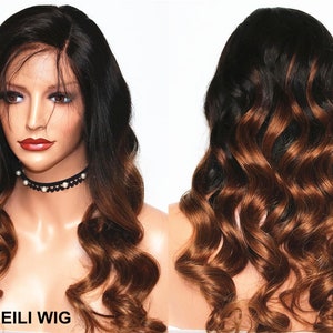 ombre 2tone 1B/brown human hair wig preplucked hair Auburn Brown 360 lace wig glueless women wigs frontal lace wig for women gluessless wigs