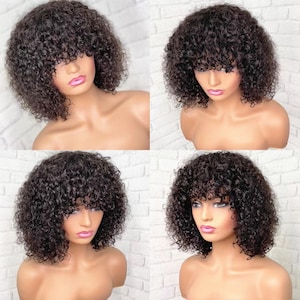afro kinky curly no lace full weave wig human hair wigs full machine made hair wig for black women women wigs for African women