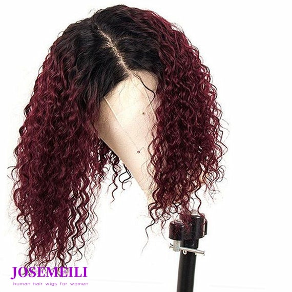 Human hair blende ombré Red Wine Burgundy Wig 2020 Amazon.com : N NAYASA Burgundy Wigs with Bangs Wine Red  main image 3