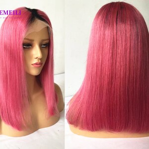 ombre 2tone 1b/pink hair wigs remy hair human hair wigs lace frontal wigs front lace wigs glueless with baby hair wigs for women women wigs