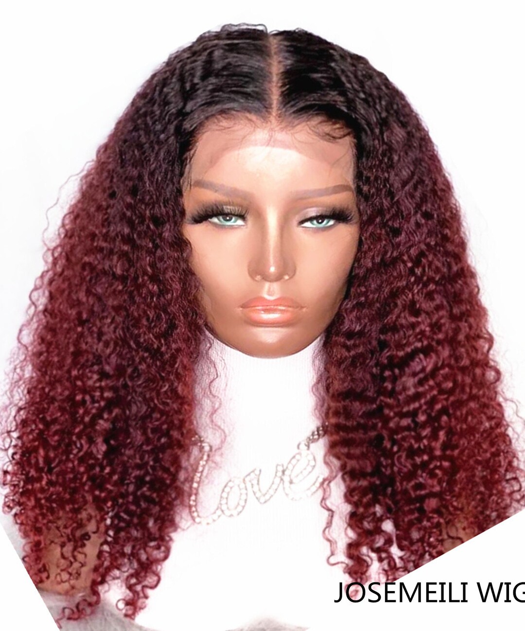 Ombre 1b/burgundy Human Hair Wig Preplucked Hair Red Wine 1b  display picture 1