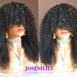 Mongolian afro kinky curly no lace full weave wig human hair wigs cheap hair wig for black women women wigs for African Ameircan women