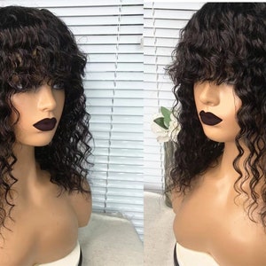 kinky curly hair wig no lace full weave wig human hair wigs full machine made hair wig for black women women wigs for African women