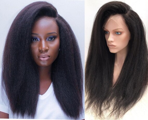Kinky Straight Brazilian Hair Wigs Real Human Hair Wigs Front Etsy