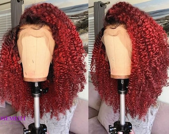 ombre 1B/burgundy human hair wig preplucked hair red wine 1B/99j 360 lace wigs glueless women wigs frontal lace wig for women gluessless wig