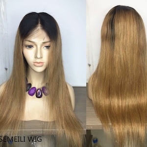ombre 2tone 1B/brown human hair wig preplucked hair Auburn Brown 360 lace wig glueless women wigs frontal lace wig for women gluessless wigs
