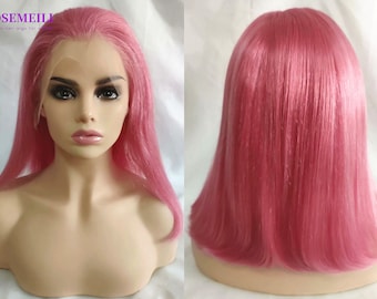 pink hair wigs remy hair human hair wigs lace frontal wigs preplucked hair line front lace wigs glueless with baby hair wigs for women