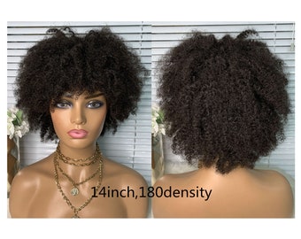 Mongolian afro kinky curly no lace full weave full machine made wig human hair wigs cheap wig women wigs for African Ameircan women