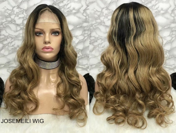 1b 27 Black Roots Honey Blonde Hair Wigs Loose Wave Human Etsy