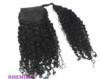 fácil de dibujar un moño esay instalar cola de caballo Wrap Around Drawstring clips de extensiones de cola de caballo de cabello humano en Remy Hair Extensiones de cabello humano real