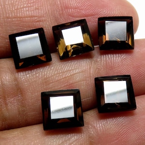 ¡Increíble! Lote de 5 piezas, piedra preciosa de cuarzo ahumado natural, AAA+++ ALTA calidad, cuarzo ahumado facetado, tamaño 9X9 MM, increíble lote hecho a mano.