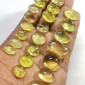 Qualidade superior! Pedra preciosa de quartzo-limão, cabochões naturais de quartzo-limão, pedras soltas de quartzo-limão, incríveis cabochões lisos feitos à mão, 11020. imagem 2