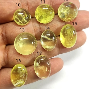 Qualidade superior! Pedra preciosa de quartzo-limão, cabochões naturais de quartzo-limão, pedras soltas de quartzo-limão, incríveis cabochões lisos feitos à mão, 11020. imagem 4