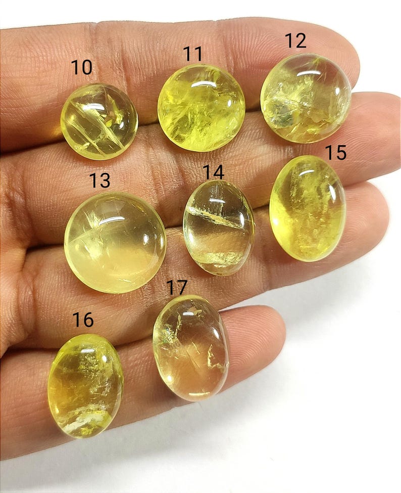 Qualidade superior! Pedra preciosa de quartzo-limão, cabochões naturais de quartzo-limão, pedras soltas de quartzo-limão, incríveis cabochões lisos feitos à mão, 11020. imagem 4
