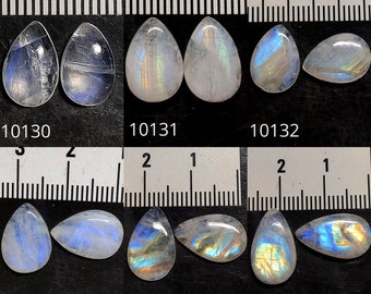 AWESOME Matching Pairs! Natural Rainbow Moonstone Pairs, Flashy Moonstone Matching Pairs, AAA+++Top Quality, Hand Crafted Smooth Cabochons.