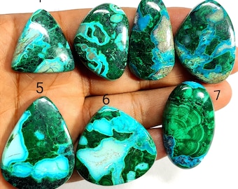 Piedra preciosa natural de crisocola-malaquita de calidad AAA+++, cabujón de crisocola-malaquita, cabujón liso artesanal, piedra para joyería, 10987