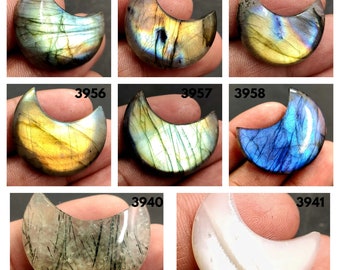 Top Quality! Labradorite Gemstone, Natural Labradorite Moon Shape Cabochon, AAA+++Quality, Hand Crafted Half Moon, Smooth Cabochons.