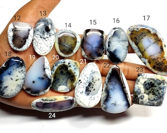 Qualidade AAA+++! Gema de Opala Dendrítica Natural, Cabochão de Opala Dendrítica, Cabochões Lisos Artesanais, Pedras para Fabricação de Joias, 11061