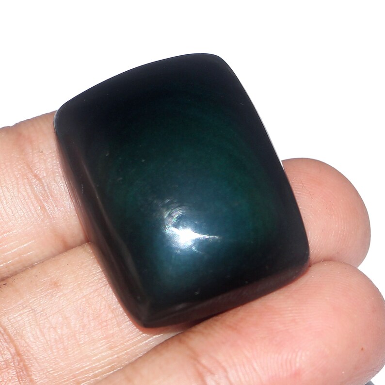 JJ3467. Natural Rainbow Obsidian Gemstone 59.35 Cts Smooth Cabochon Top Quality Beautiful Shiny Rainbow Obsidian Size 32X25X9.5 MM