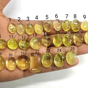 Qualidade superior! Pedra preciosa de quartzo-limão, cabochões naturais de quartzo-limão, pedras soltas de quartzo-limão, incríveis cabochões lisos feitos à mão, 11020. imagem 1