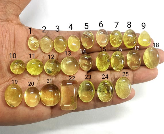 Top Quality! Lemon Quartz Gemstone, Natural Lemon Quartz Cabochons, Loose Lemon Quartz Gems, Amazing Hand Crafted Smooth Cabochons, 11020.