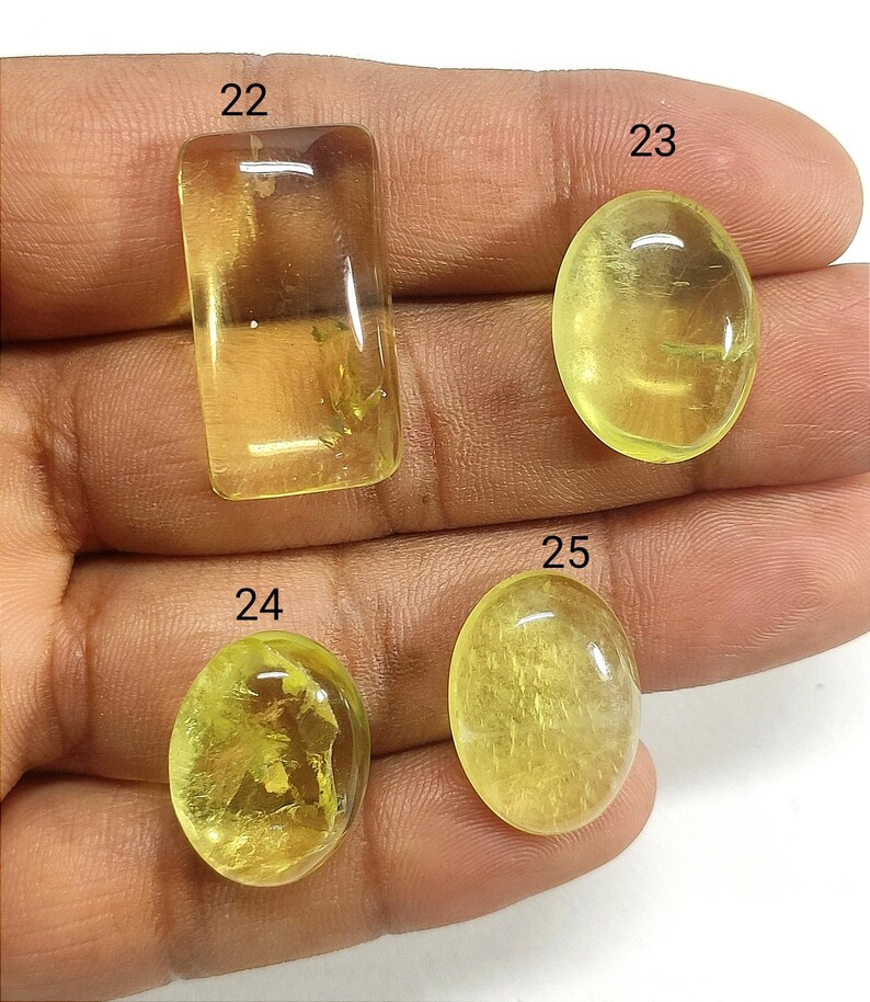 Qualidade superior! Pedra preciosa de quartzo-limão, cabochões naturais de quartzo-limão, pedras soltas de quartzo-limão, incríveis cabochões lisos feitos à mão, 11020. imagem 6
