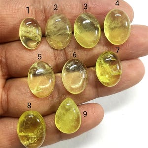 Qualidade superior! Pedra preciosa de quartzo-limão, cabochões naturais de quartzo-limão, pedras soltas de quartzo-limão, incríveis cabochões lisos feitos à mão, 11020. imagem 3