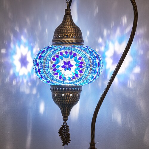 Turkish Moroccan Mosaic Lamp Blue Etsy