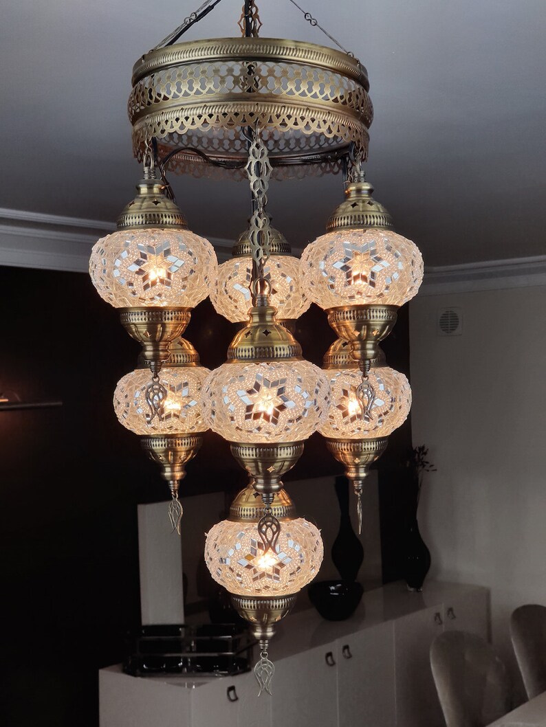 Globes Turkish Moroccan Mosaic Hanging Ceiling Lamp Pendant Etsy