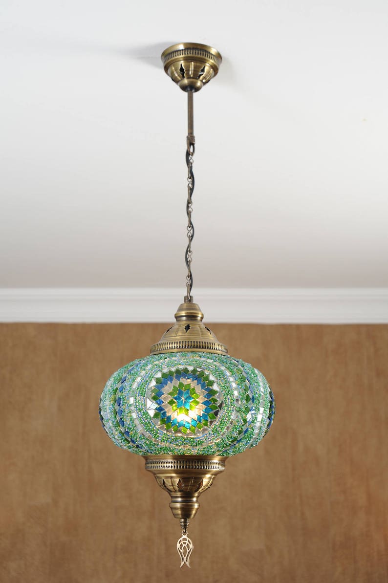 10 XL Turkish Moroccan Handmade Mosaic Hanging Ceiling Lantern Night