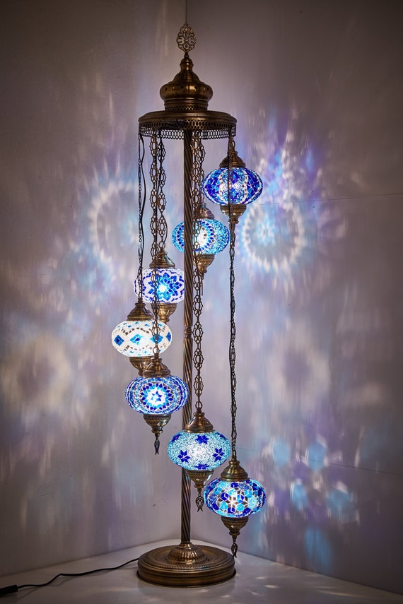7 Big Globes Turkish Moroccan Mosaic Floor Night Lamp Light Lampshade 55 Us Plug Socket