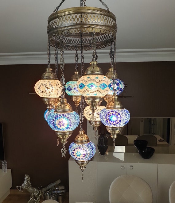 9 Globes Turkish Moroccan Mosaic Hanging Ceiling Lamp Pendant - Turkish Ceiling Lamp Shades 9 Globes Turkish Moroccan Mosaic Hanging Ceiling Lamp Pendant - Turkish Ceiling Lamp Shades