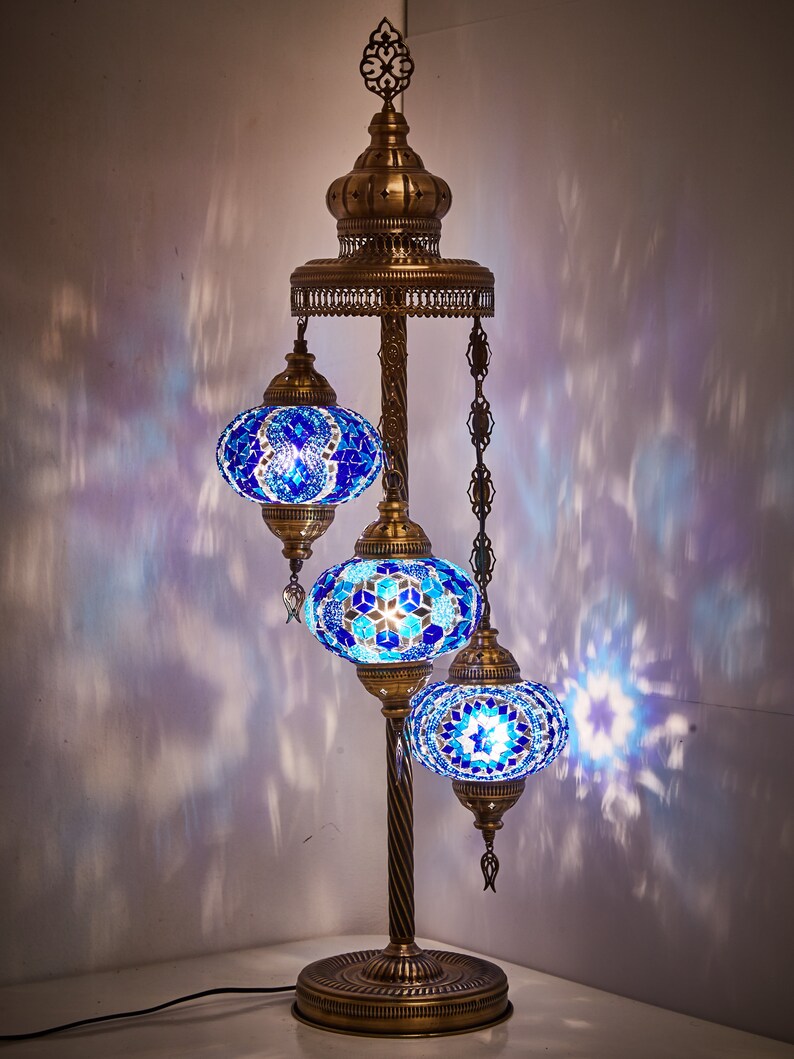 Free 3 Big Globes Floor Lamp Turkish Moroccan Mosaic Image 0