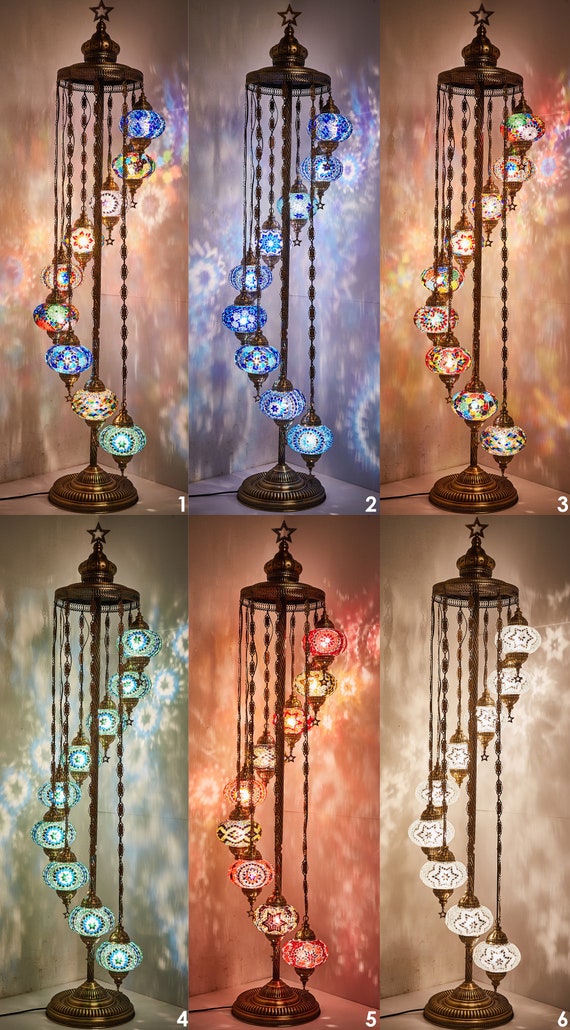 9 Big Globes Turkish Moroccan Mosaic Floor Lamp 6feet 9 Big Globes Turkish Moroccan Mosaic, Mosaic Floor Lamp