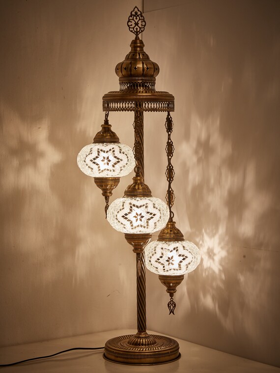 Free 3 Big Globes Floor Lamp Turkish Moroccan Mosaic